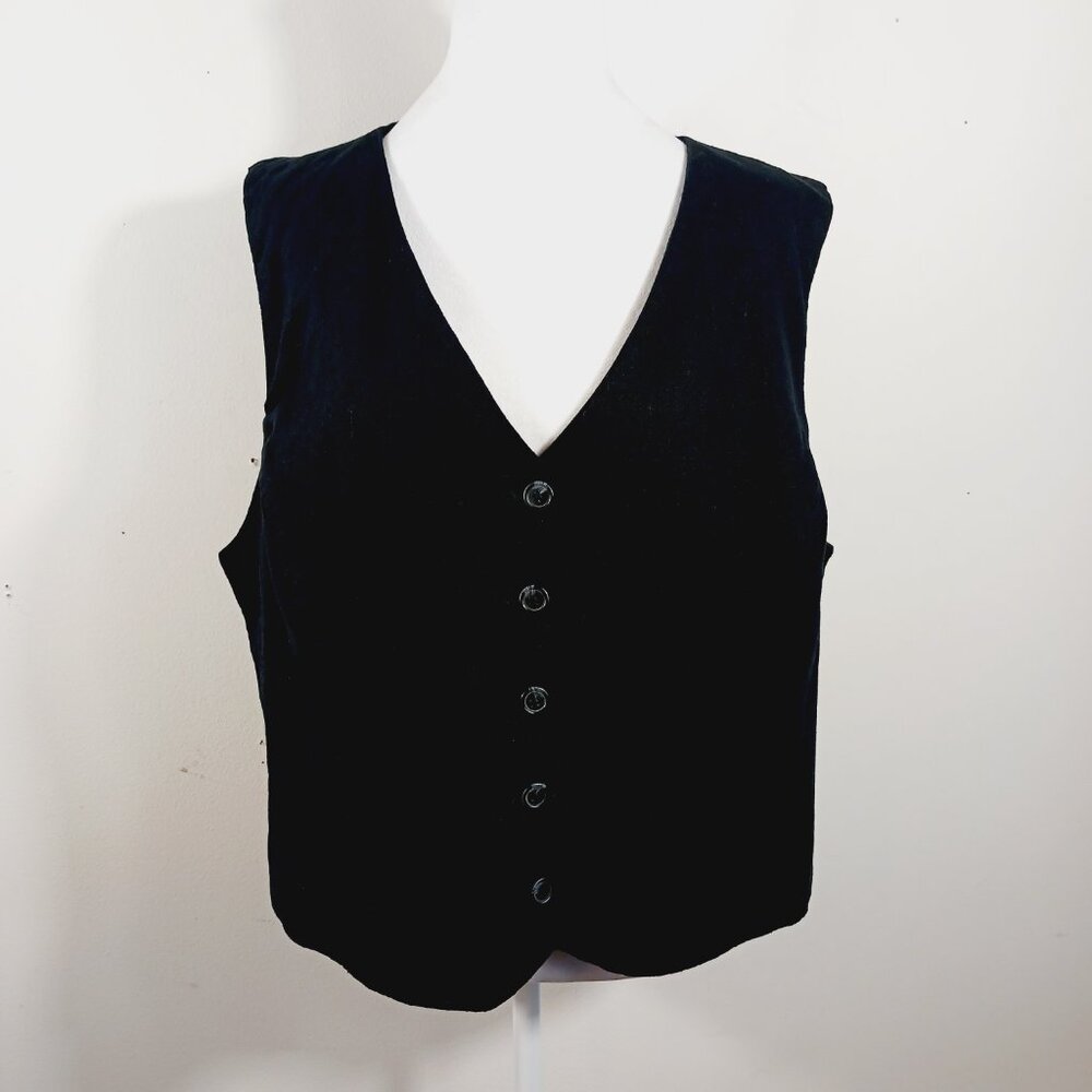EXPRESS, 2X Black Linen Blend Button Up Vest, Classic Fit, Minimalist, Versatile - Picture 9 of 14